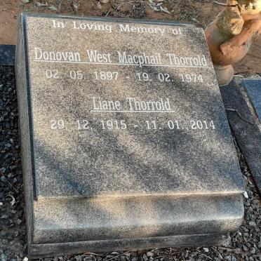 THORROLD Donovan West Macphail 1897-1974 &amp; Liane 1915-2014
