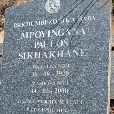 SIKHAKHANE Mpoyingana Paulos 1920-2000
