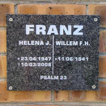 FRANZ Willem F.H. 1941- &amp; Helena J. 1947-2008