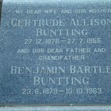BUNTTING Benjamin Bartle 1879-1963 &amp; Gertrude Allison 1878-1955