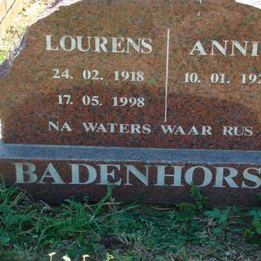 BADENHORST Lourens 1918-1998 &amp; Annie 1925-