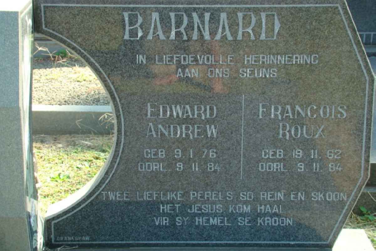 BARNARD Edward Andrew 1976-1984 :: BARNARD Francois Roux 1962-1984