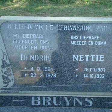 BRUYNS Henddrik 1904-1976 &amp; Nettie 1907-1992