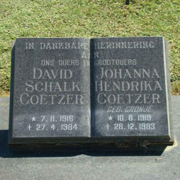 COETZER David Schalk 1916-1984 &amp; Johanna Hendrika CRONJE 1919-1983