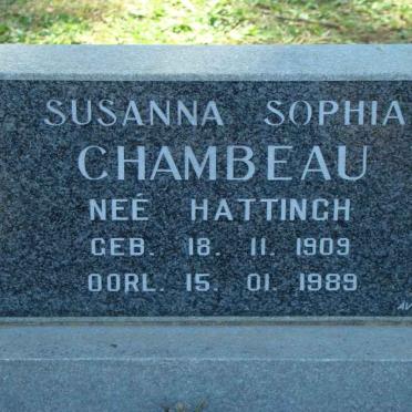CHAMBEAU Susanna Sophia nee HATTING 1909-1989