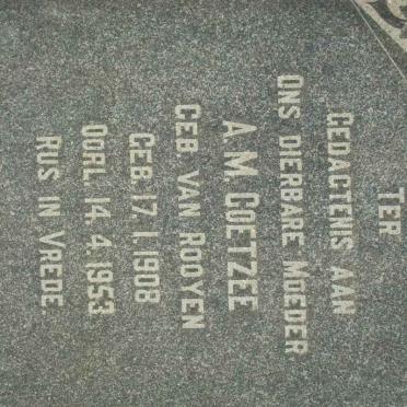 COETZEE A.M. nee VAN ROOYEN 1908-1953