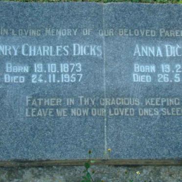 DICKS Henry Charles 1873-1957 &amp; Anna 1874-1958