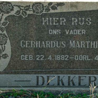 DEKKER Gerhardus Marthinus 1882-1957