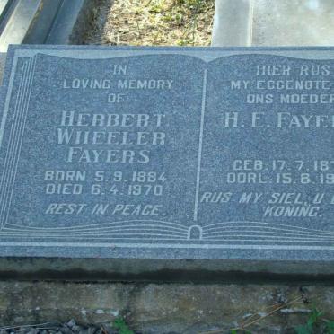 FAYERS Herbert Wheeler 1884-1970 &amp; H.E. 1879-1955