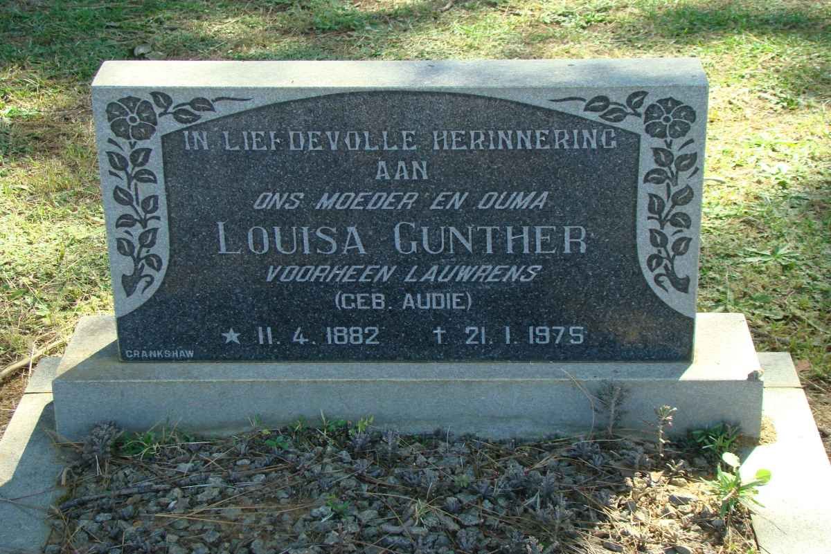 GUNTHER Louisa formerly LAUWRENS nee AUDIE 1882-1975