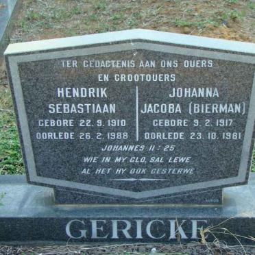 GERICKE Hendrik Sebastiaan 1910-1988 &amp; Johanna Jacoba BIERMAN 1917-1981