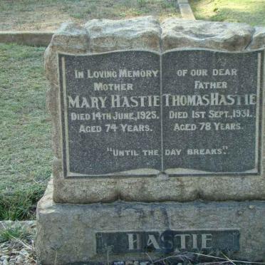 HASTIE Thomas -1931 &amp; Mary -1925
