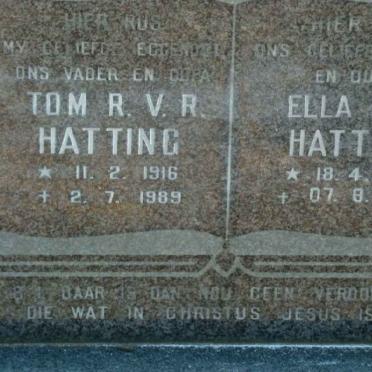 HATTING Tom R.V.R. 1916-1989 &amp; Ella E.M. 1919-2004