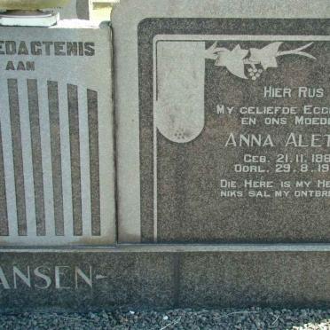 JANSEN Johannes Stefanus 1876-1968 &amp; Anna Aletta 1884-1959 