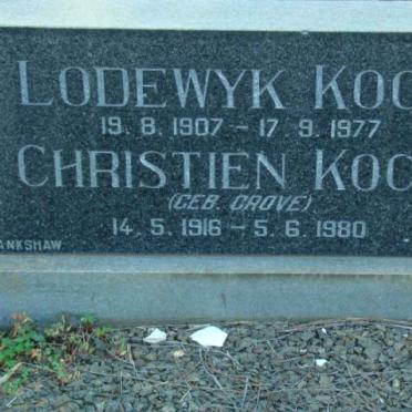KOCH Lodewyk 1907-1977 &amp; Christien GROVE 1916-1980