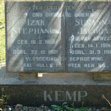 KEMP Izak Stephanus 1901-1961 &amp; Susanna Jacoba VAN ASWEGEN 1914-1962