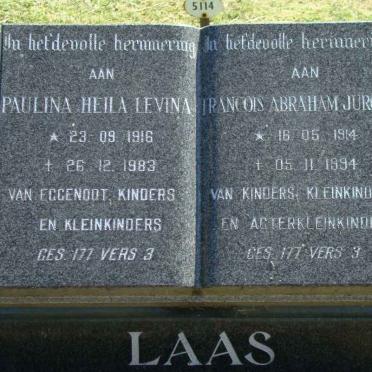 LAAS Francois Abraham Jurgens 1914-1994 &amp; Paulina Heila Levina 1916-1983