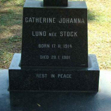 LUND Catherine Johanna nee STOCK 1914-1981