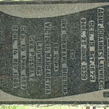 LAUWRENS Adam Johannes 1873-1939 &amp; Victoria Margaretha POSSELT 1887-1966