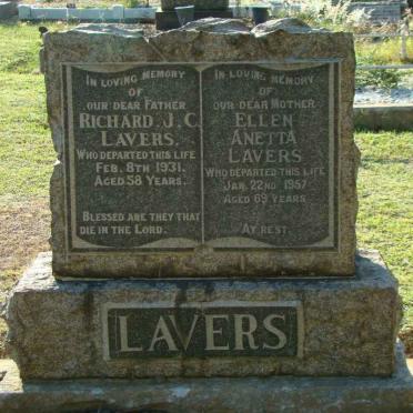 LAVERS Richard J.C. -1931 &amp; Ellen Anetta -1957