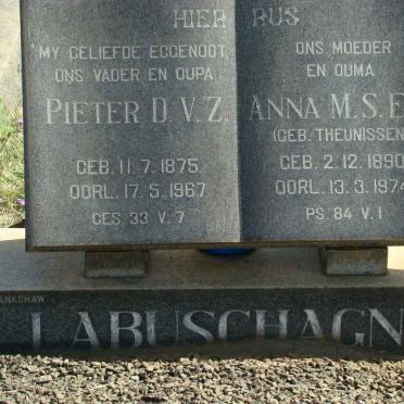 LABUSCHAGNE Pieter D.V.Z. 1875-1967 &amp; Anna M.S.E.P. Theunissen 1890-1974