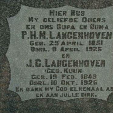 LANGENHOVEN P.H.M. 1851-1926 &amp; J.G. KUUN 1849-1926