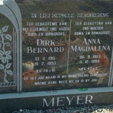MEYER Dirk Bernard 1915-1993 &amp; Anna Magdalena 1923-1999