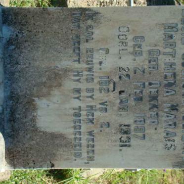 MARAIS Elsie Josiena Eliena Martihena nee DEKKER 1897-1931