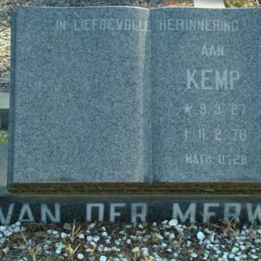 MERWE Kemp, van der 1927-1978