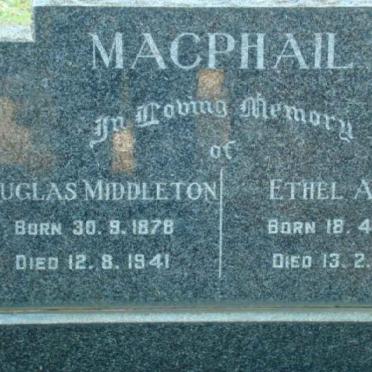 MACPHAIL Douglas Middleton 1878-1941 &amp; Ethel Alice 1898-1963