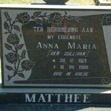 MATTHEE Anna Maria nee SULLIVAN 1921-1990