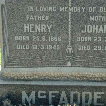 McFADDEN Henry 1866-1945 &amp; Johanna 1877-1961