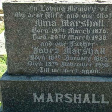 MARSHALL Jabez 1865-1958 &amp; Mina 1876-1938