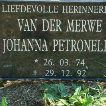 MERWE Johanna Petronella, van der 1974-1992