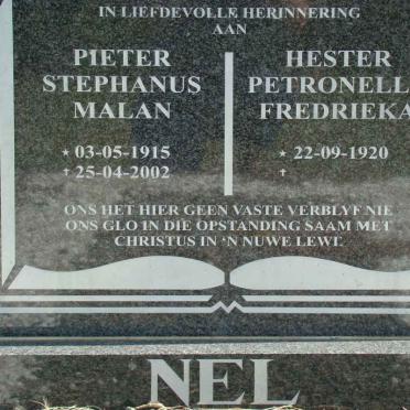 NEL Pieter Stephanus Malan 1915-2002 &amp; Hester Petronella Fredrieka 1920-