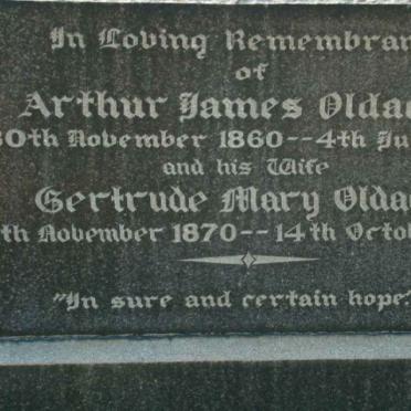 OLDACRE Arthur James 1860-1944 &amp; Gertrude Mary 1870-1952