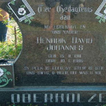 OBERHOLZER Hendrik David Johannes 1911-1986