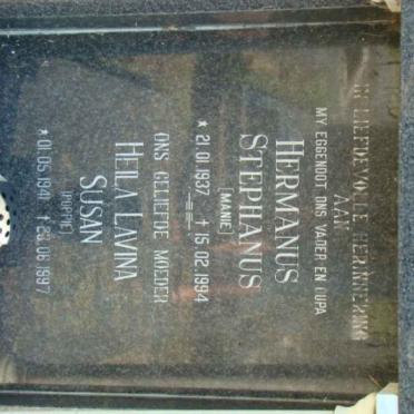 PRETORIUS Hermanus Stephanus 1937-1994 &amp; Heila Lavina Susan 1941-1997