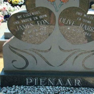 PIENAAR James Fox 1932-1985 &amp; Olive Harriet 1940-