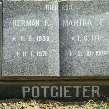 POTGIETER Herman F. 1909-1971 &amp; Martha E.A. 1910-1984