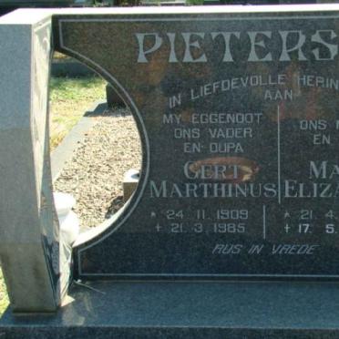 PIETERS Gert Marthinus 1909-1985 &amp; Maria Elizabeth 1920-1992