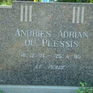 PLESSIS Andries Adrian, du 1921-1980