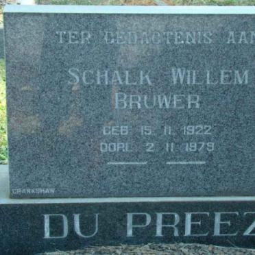 PREEZ Schalk Willem Bruwer, du 1922-1979