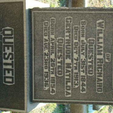 QUESTED William Richard 1844-1913 &amp; Gertrude Matilda 1854-1936