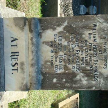 REYNOLDS William Henry -1930 &amp; Annie -1918 :: HASTIE Crissie -1928
