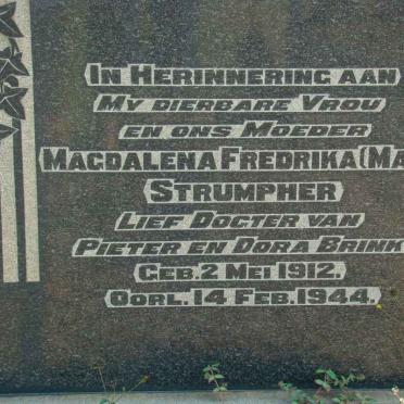 STRUMPHER Magdalena Fredrika nee BRINK 1912-1944