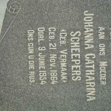 SCHEEPERS Johanna Catharina nee VERMAAK 1864-1954
