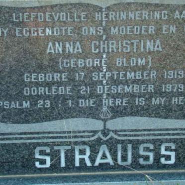 STRAUSS Anna Christina nee BLOM 1919-1979