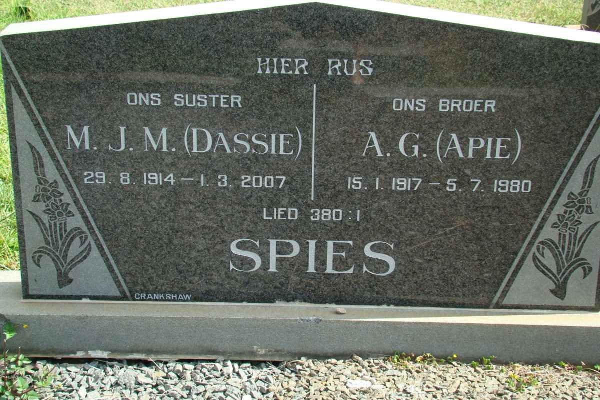 SPIES A.G. 1917-1980 &amp; M.J.M. 1914-2007