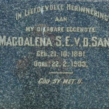 SANDT Magdalena S.E., van der 1891-1933